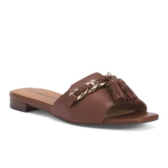 Johnston & Murphy Lilly Chain Leather Slide Slippers Size 7.5 - Picture 2 of 9